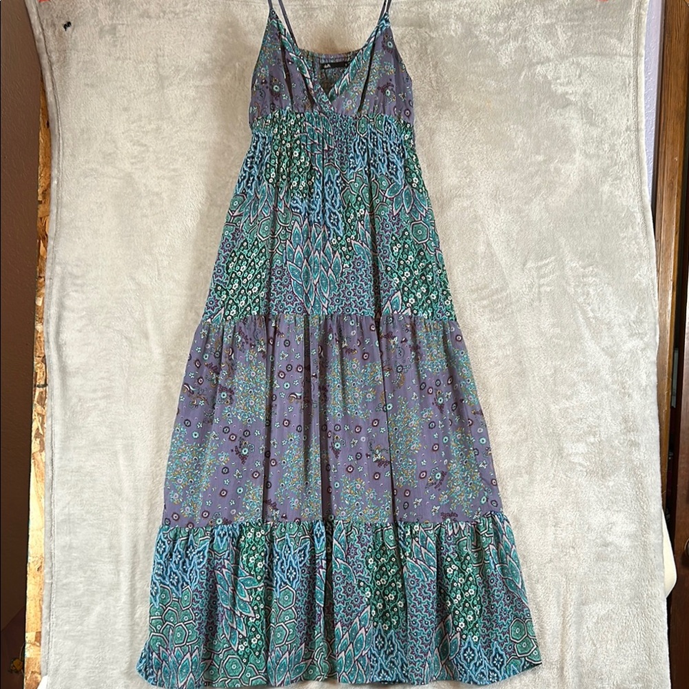 Dotti fairycore tiered sleeveless strap floral print maxi dress size 12